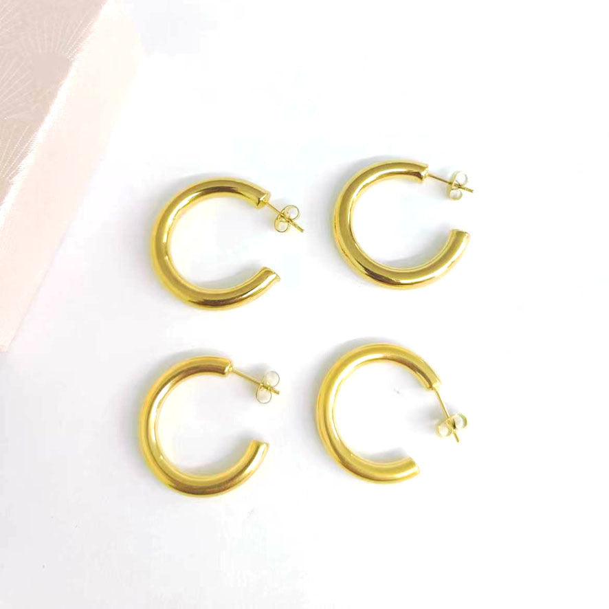 Shaped Stainless Steel Gold High-grade Simple Earrings