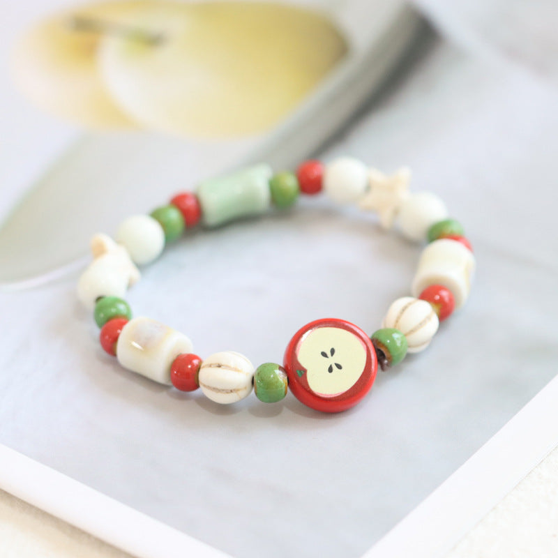 Fresh Ceramic Christmas Apple Lovers Festive Bracelets