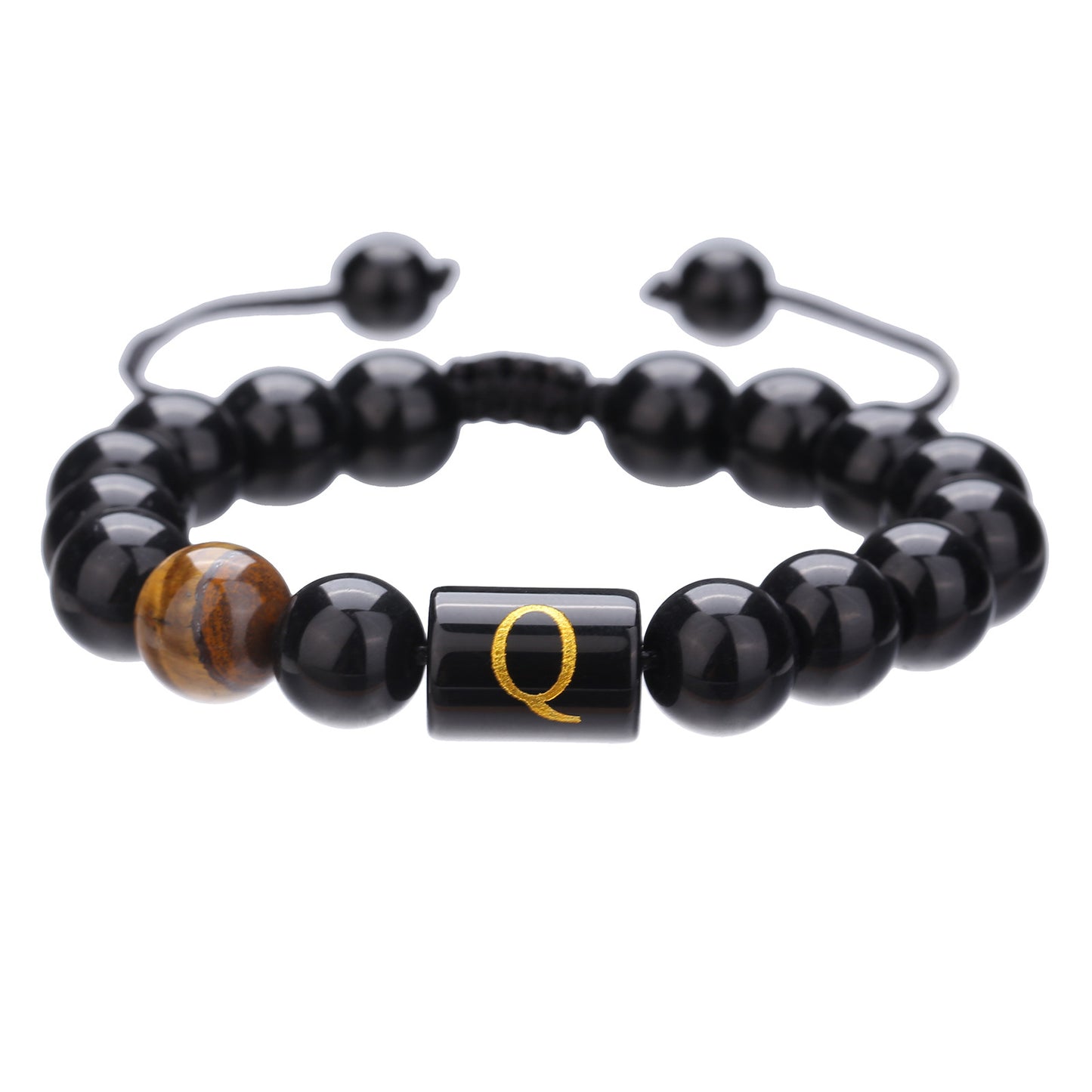 Live Streaming Black Agate Beads Male Letter Bracelets