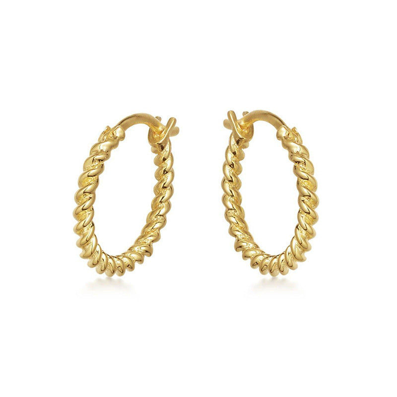 Sier Needle Light Luxury Geometric Inlaid Zircon Ear Simple Fashion Earrings
