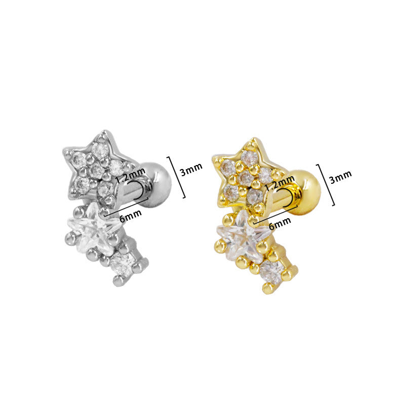 Three-dimensional Moon Ear Bone Nail Bow Stud Earrings