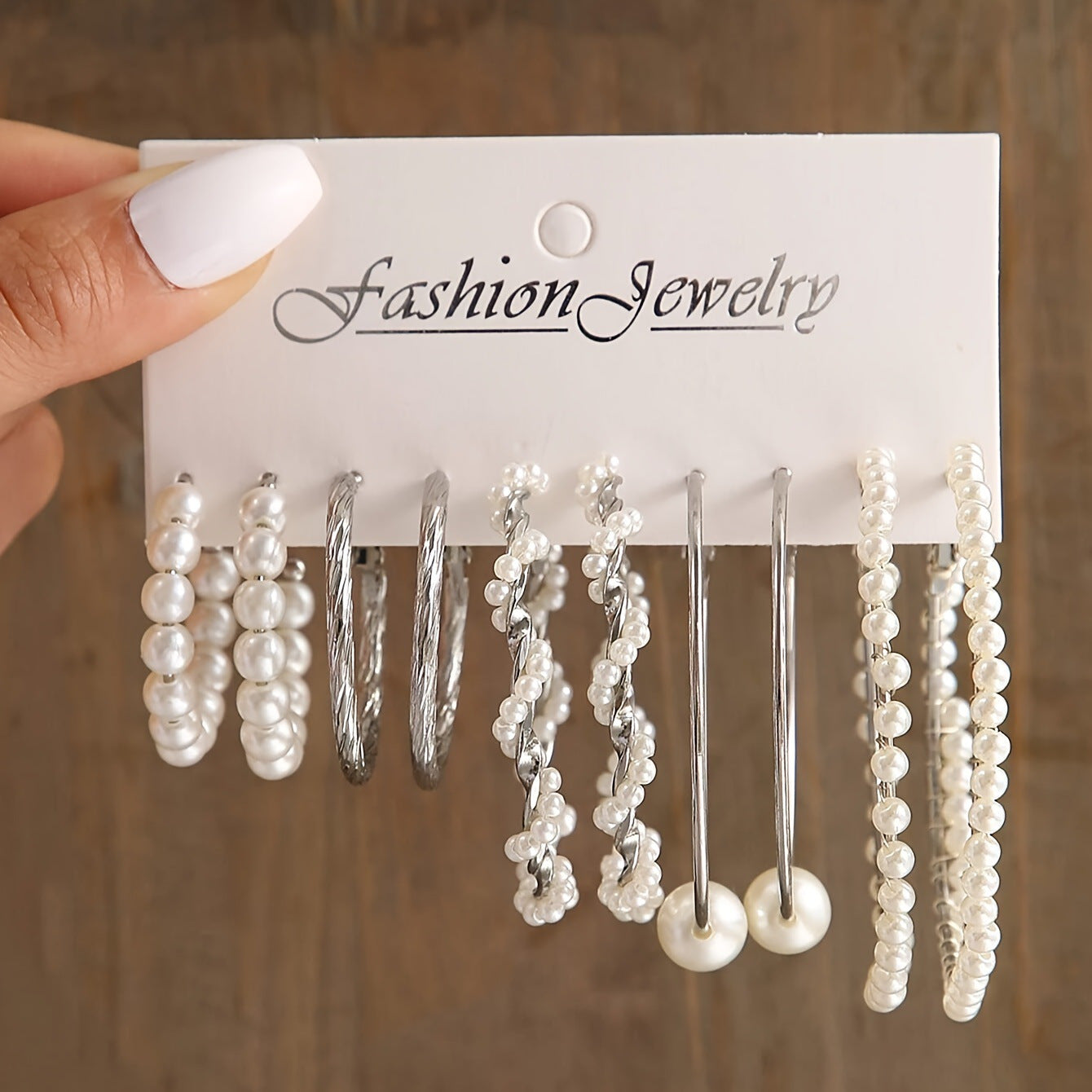 Women's Pearl Alloy Square Geometric Combination Earrings