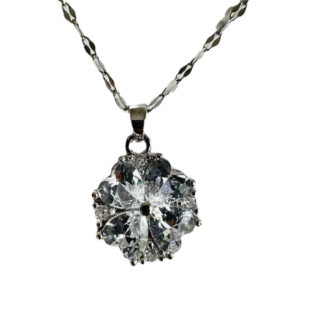 Women's Color Zircon Titanium Steel Clavicle Chain Necklace