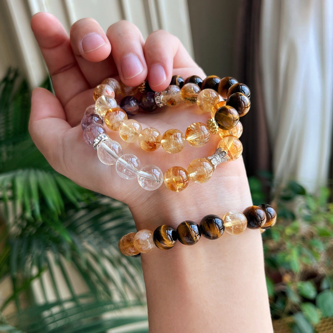 Retro National Style Natural Citrine Tigereye Bracelets