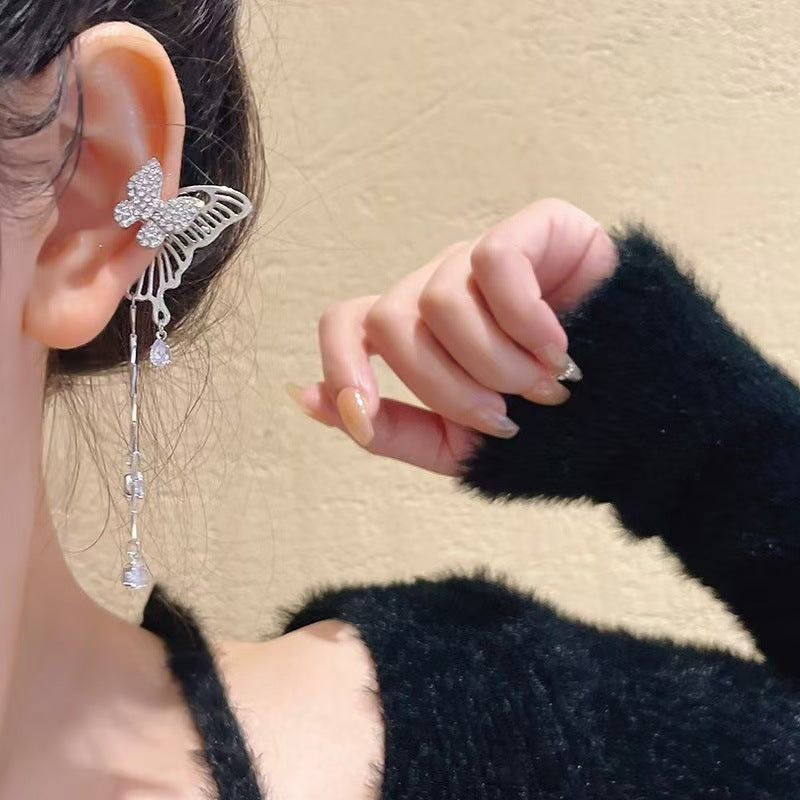 Ear Clip Fairy Temperamental Butterfly Tassel Fashionable Earrings