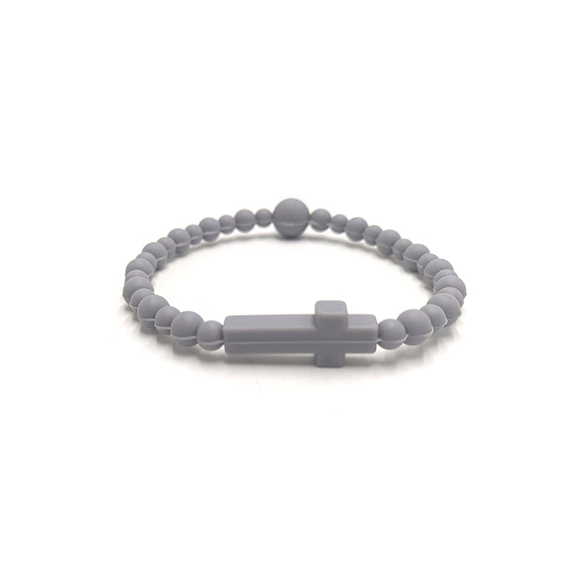 Fashion Macaron Color Series Cross Silicone Simple Bracelet