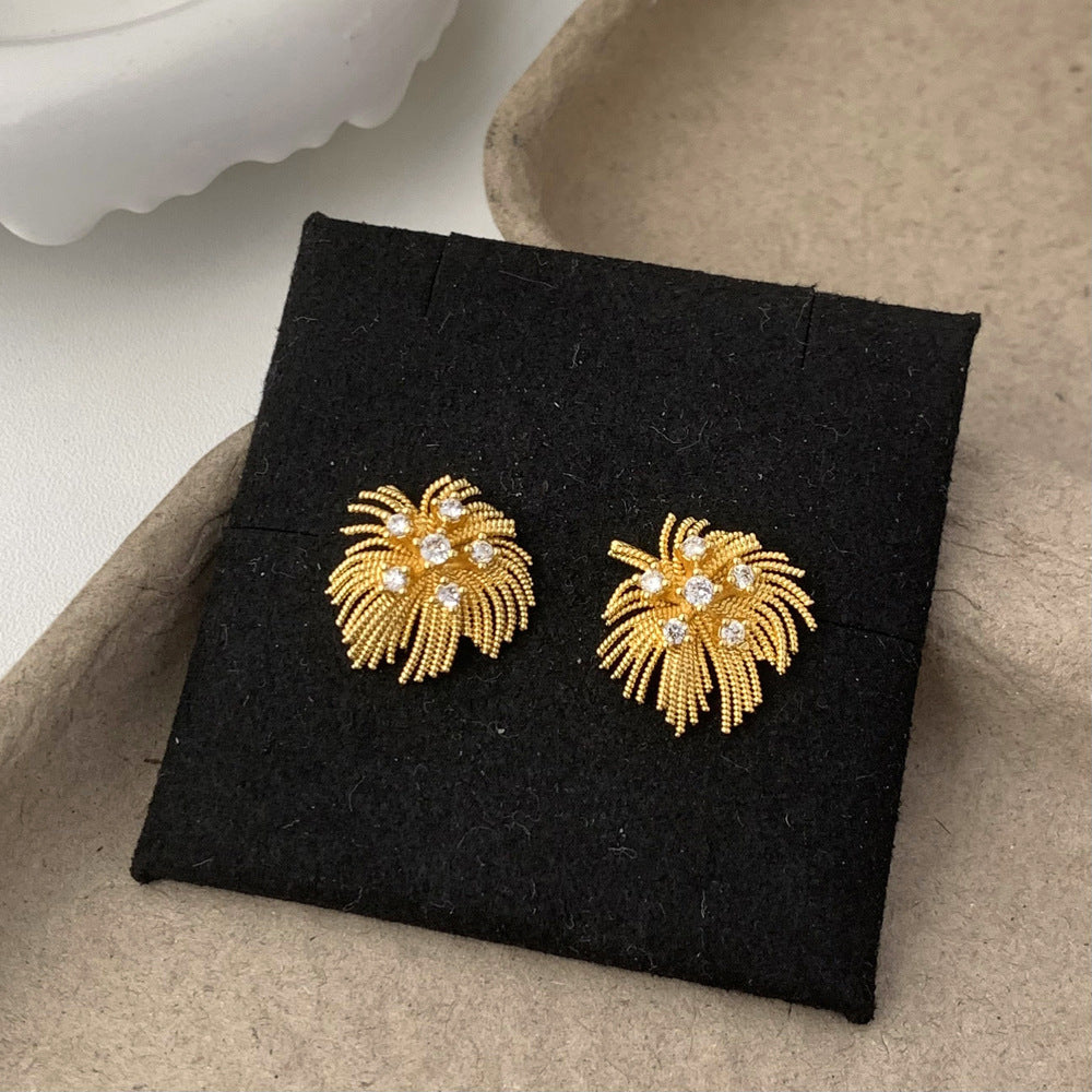 Simple Light Luxury High-grade Micro Inlaid Zircon Fireworks Ear Elegant Earrings