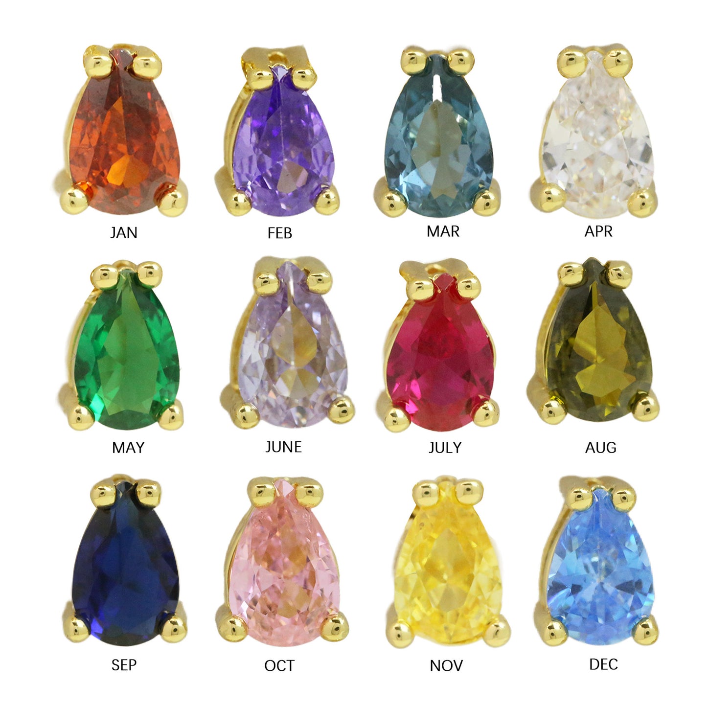 Brass Drop-shaped Moon Birthstone With English Pendants