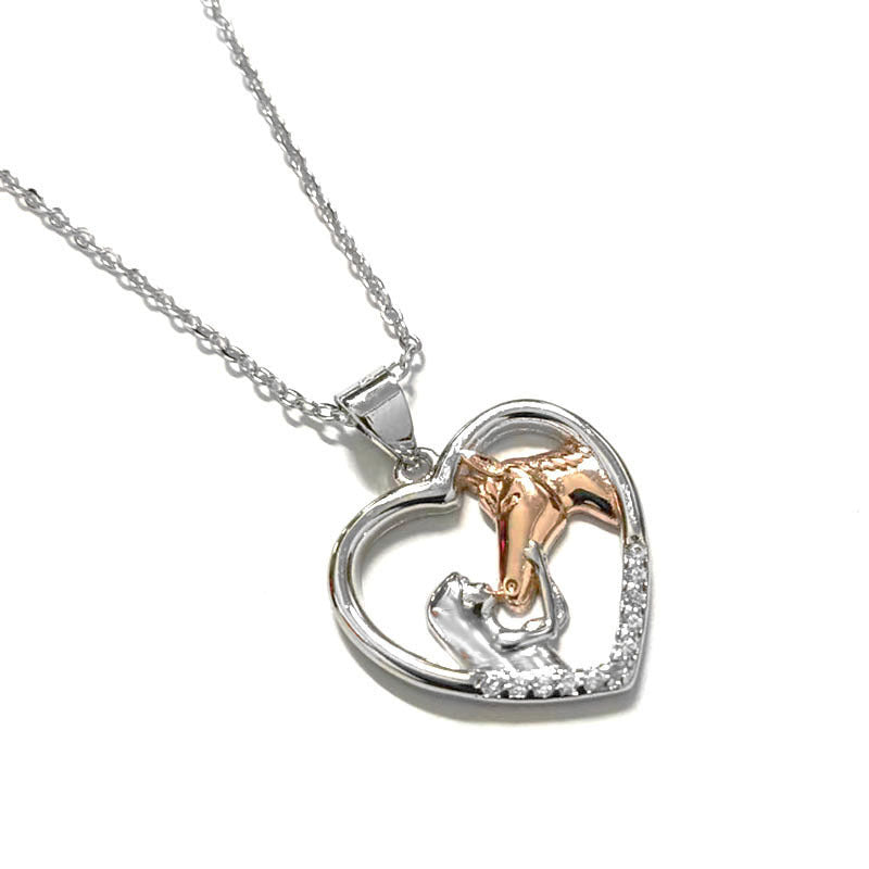 Fashion Heart-shaped Horse Two-color Rose Gold Pendants