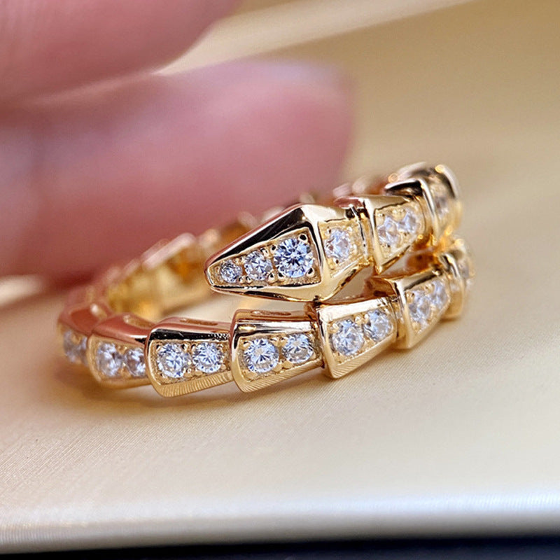 Zhang Sterling Sier Unique Snake-shaped Zircon Female Niche Ring