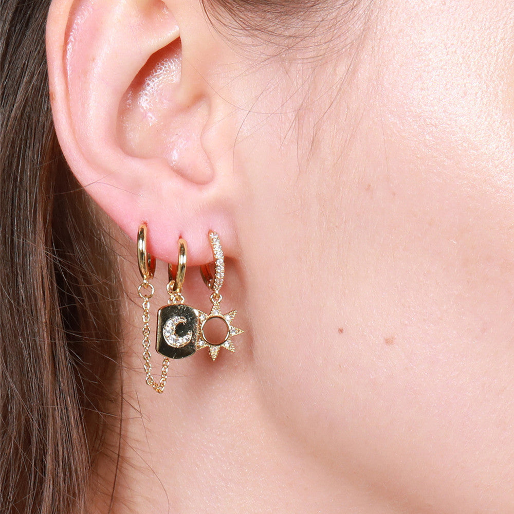 Women's Korean Style Fashion Hot Match Copper Zirconium Finely Earrings