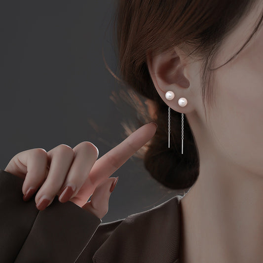 Pearl String French Style Super Fairy Long Earrings