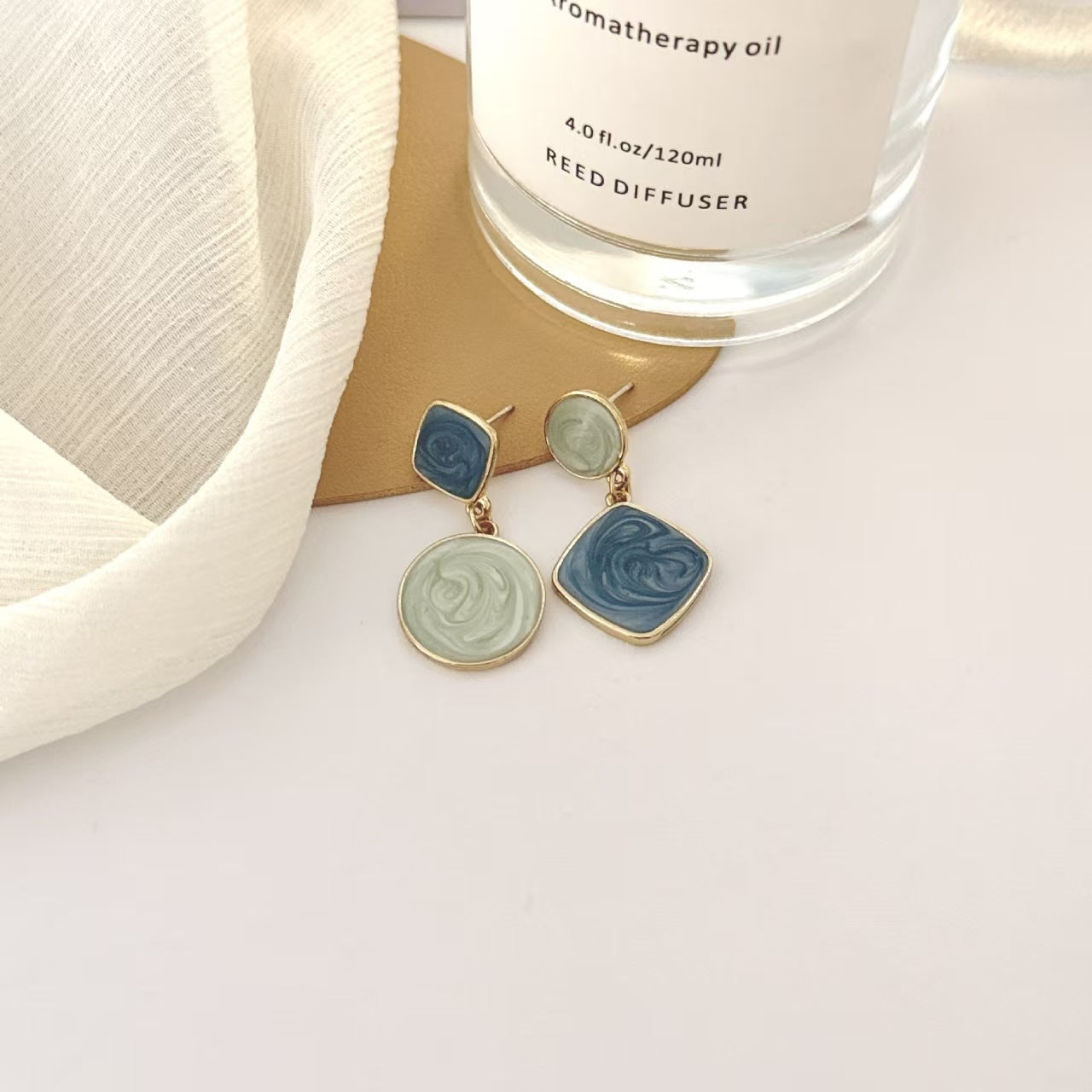Sier Needle Personality Asymmetric Simple Geometric Ear Drop Rings