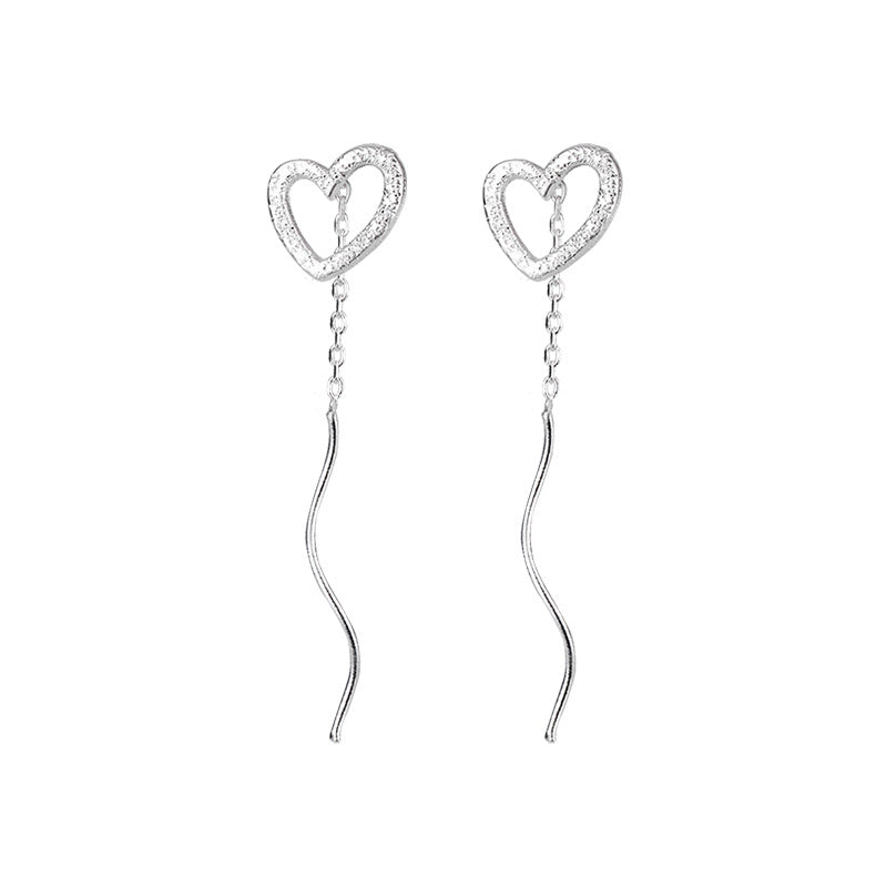 Women's Simple Sweet Handmade Frosted Lovely Sterling Sier Elegant Long Ear Line