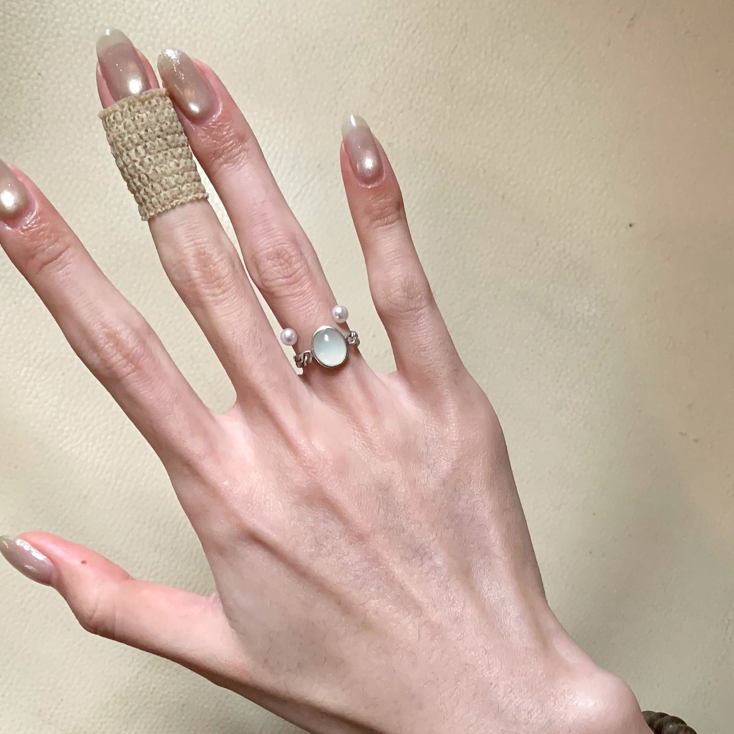Cold Feeling Oval Egg Surface Stone Female Design Index Finger Ring