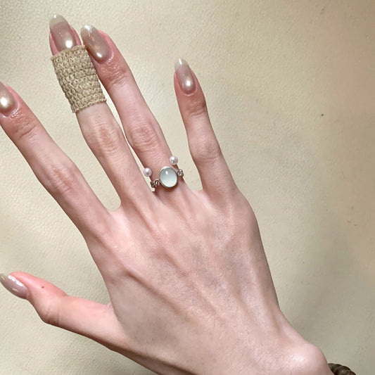 Cold Feeling Oval Egg Surface Stone Female Design Index Finger Ring
