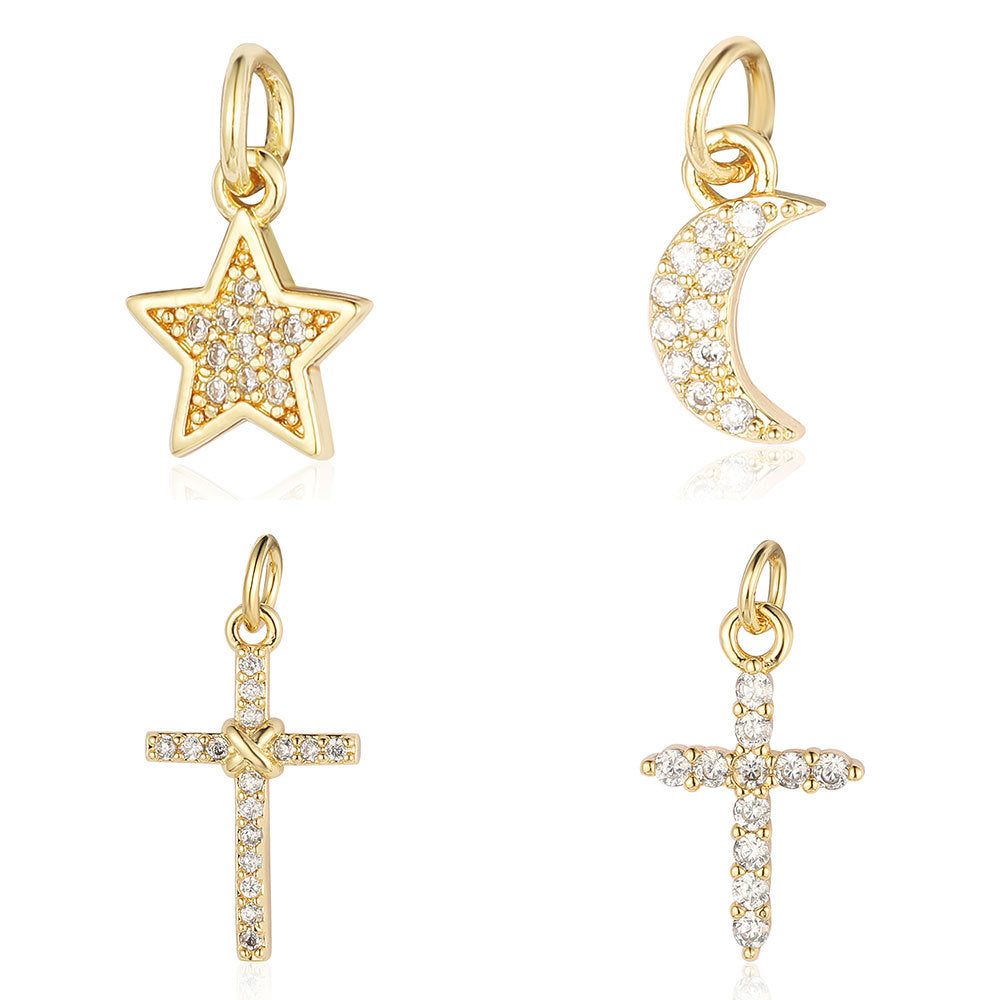 Star Moon Copper Zircon Ornament Accessories Lightning Eye Pendants