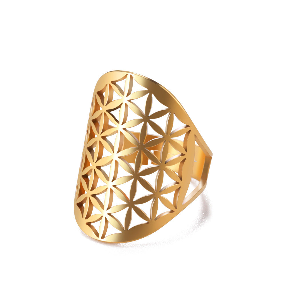 Women's Adjustable Stainless Steel Sacred Geometric For Charm Rings