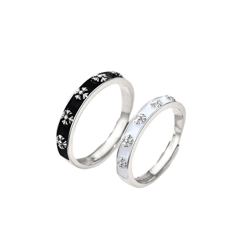 Women's & Men's Couple Personality Luxury Niche Flower Pattern Long-distance Ring