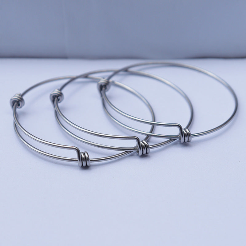Simple Stainless Steel Adjustable Korean Style Single Open Bracelet