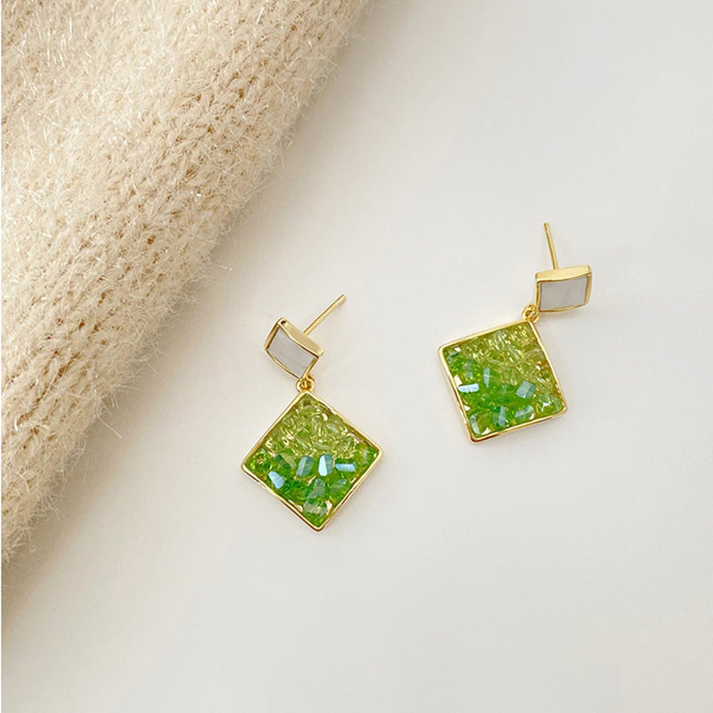 Women's Sier Needle Niche Design High-grade Geometric Fresh Diamond Mori Stud Earrings