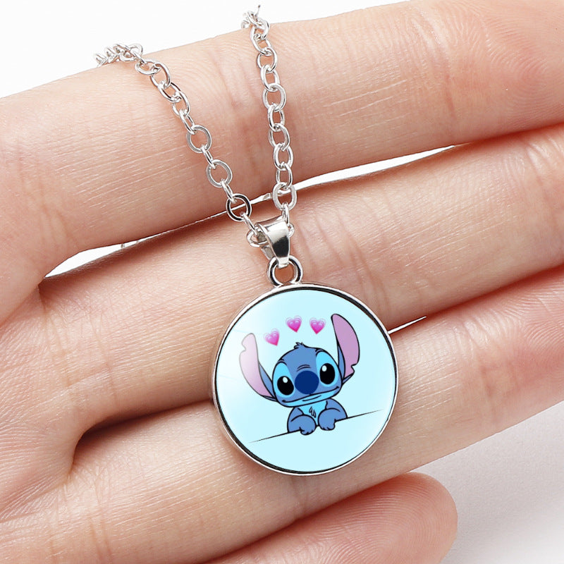 Children's Star Stitch Cartoon Pattern Time Stone Necklaces