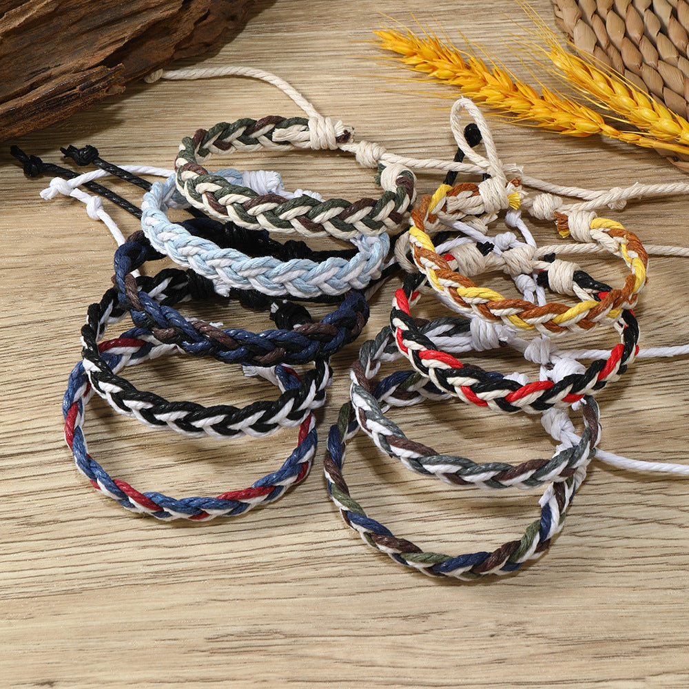 Men's Sports Style Cotton String Braided Little Lion Hand Weaving Bracelet