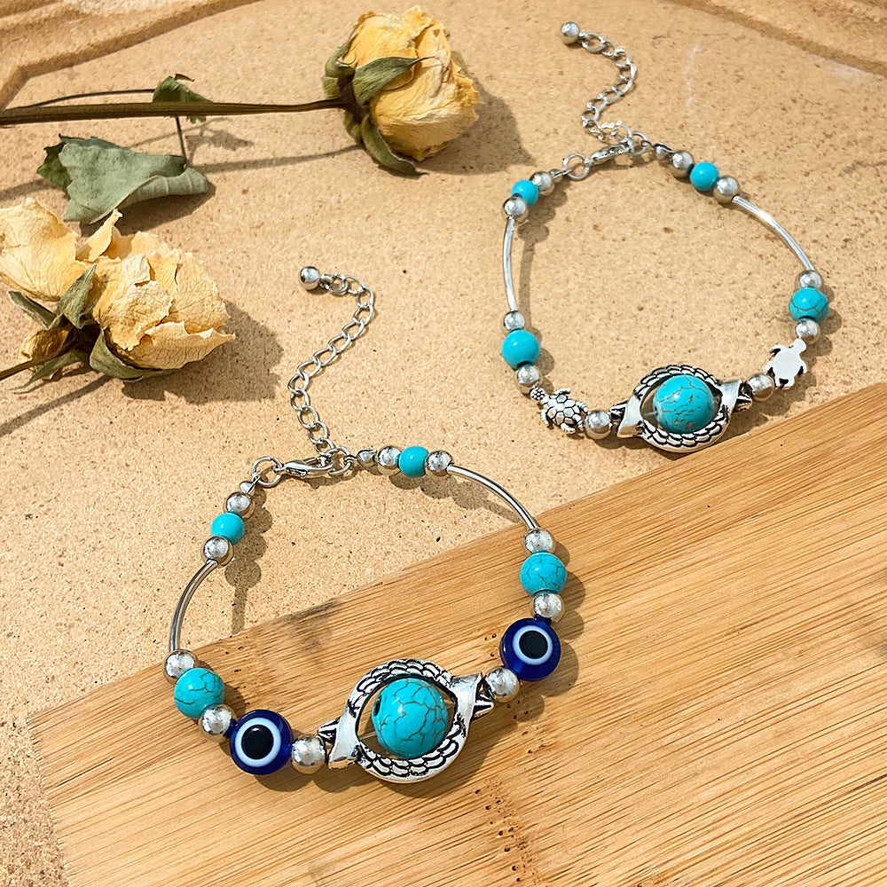 Retro Artistic Turquoise Handmade Ethnic Butterfly Turtle Bracelets