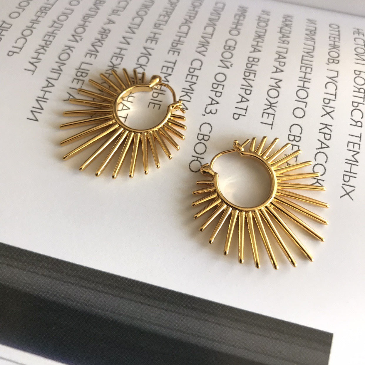 Women's Style Gold Sunflower Clip Unique Design Earrings