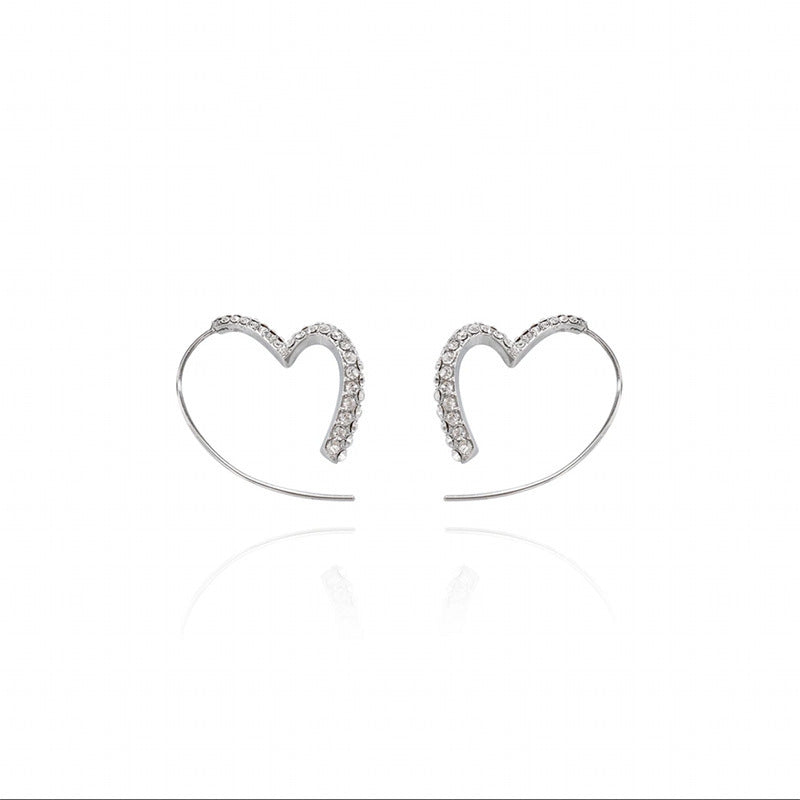 Women's Fully Jeweled Loving Heart Simple Heart-shaped Earrings