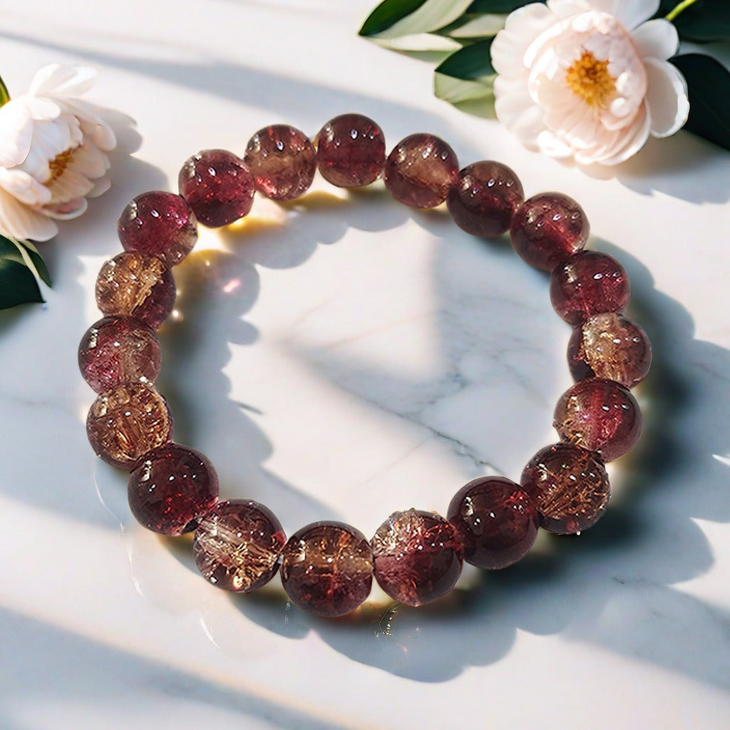 Purple Brushed Floral Beads Female Hand Toy Bracelet