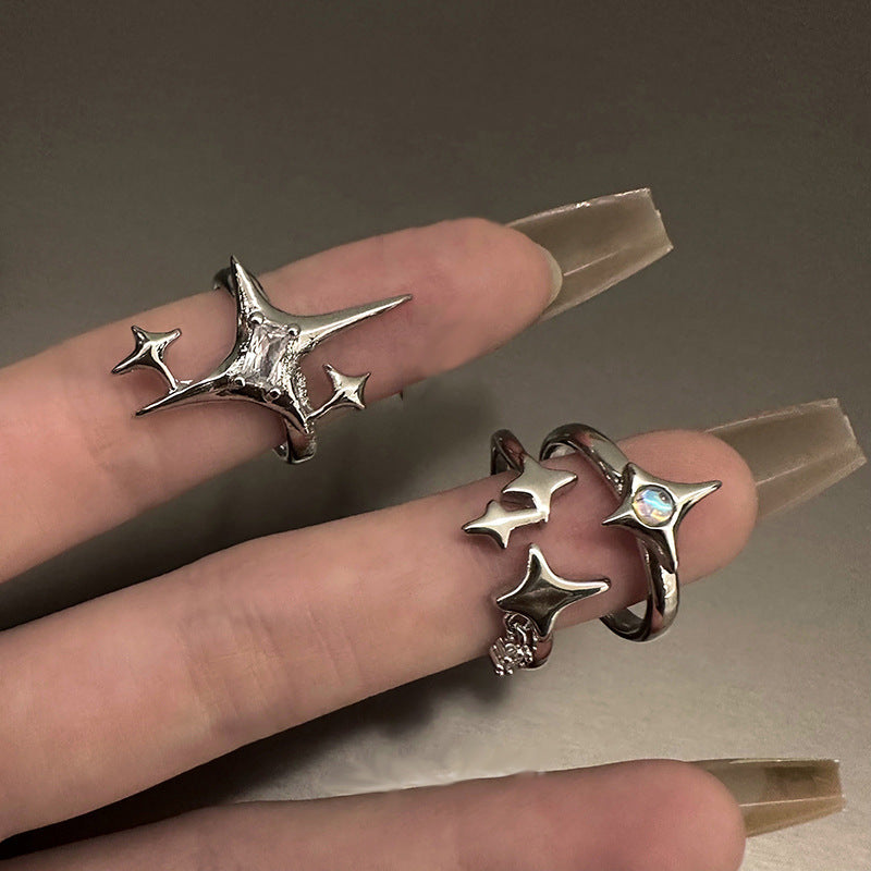 Luxury Zircon Stars Open Female Fashion Design High Rings