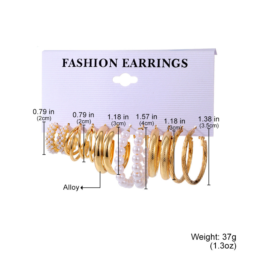 Shaped Plain Half Combination Gold Small Beads Pearl Earrings
