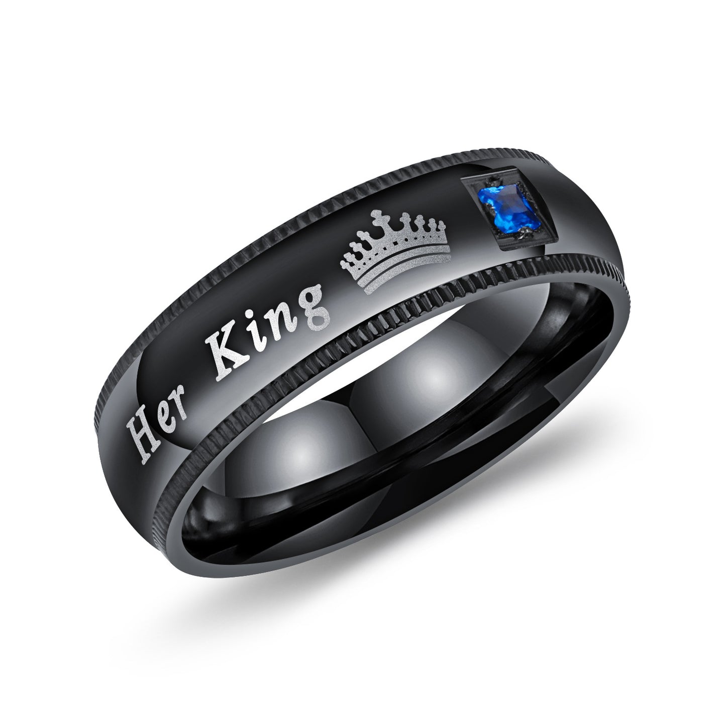 Women's & Men's Fashion Simple Stainless Steel Couple Personality King Rings