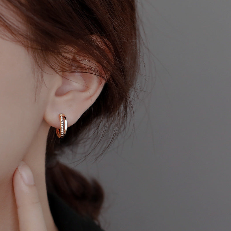 Women's Sterling Sier Trendy Rose Gold Ear Special Interest Earrings