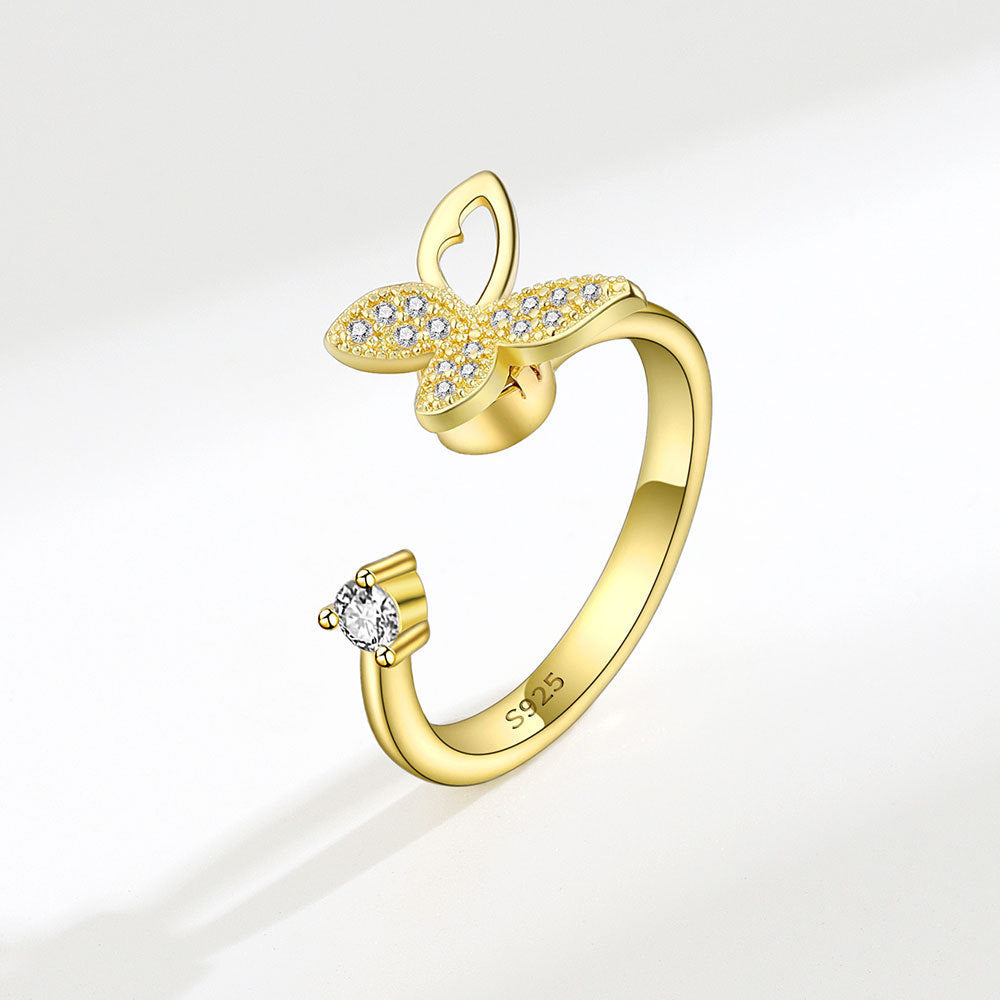 Rotatable Butterfly Female Cold Wind Niche Opening Ring
