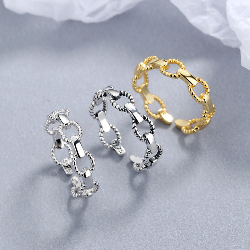 Korean Style Hemp Rope Chain Sterling Sier Rings