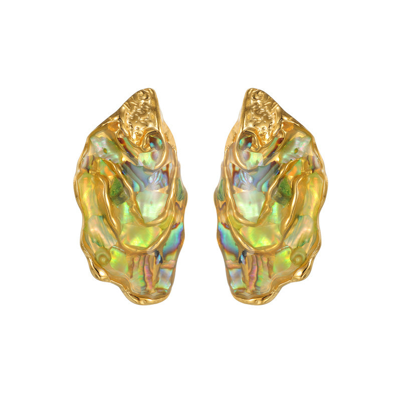 Geometric Irregular Abalone Shell Retro Fashion Elegance Chinese Style Design Rings