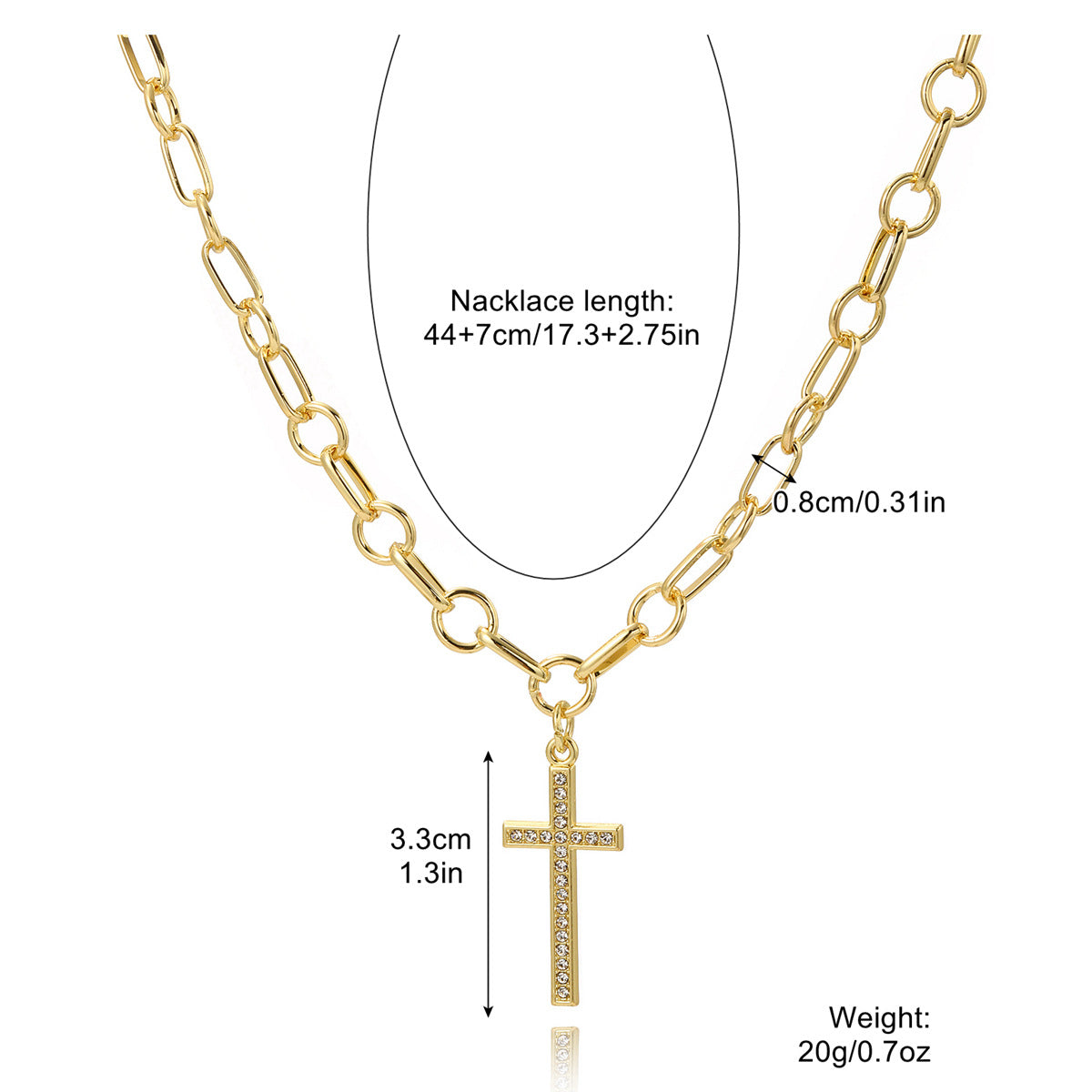 Women's Cross High-grade Inlaid Punk Imitation Pearl Pendants