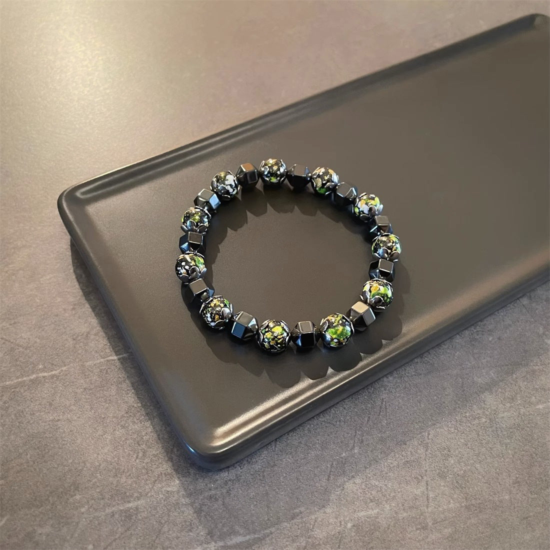 Men's Irregular Haematite Stitching Hip Hop Design Bracelet