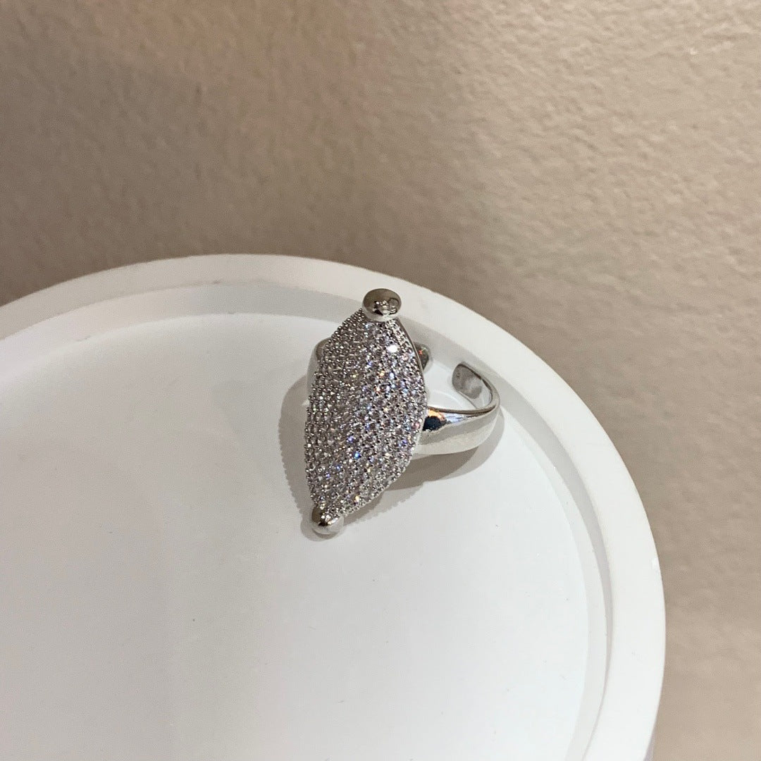 Women's Zircon Female Twin Pearl Opening Adjustable Rings
