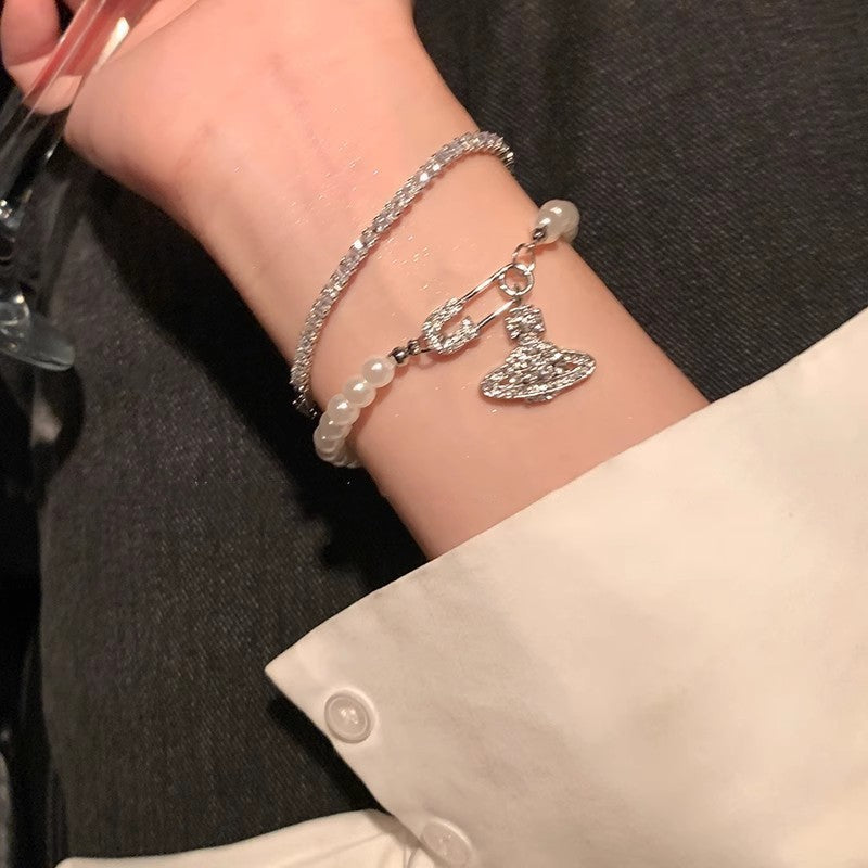 Women's Style Saturn Pearl Affordable Luxury Fashion Niche High Sense Full Bracelets