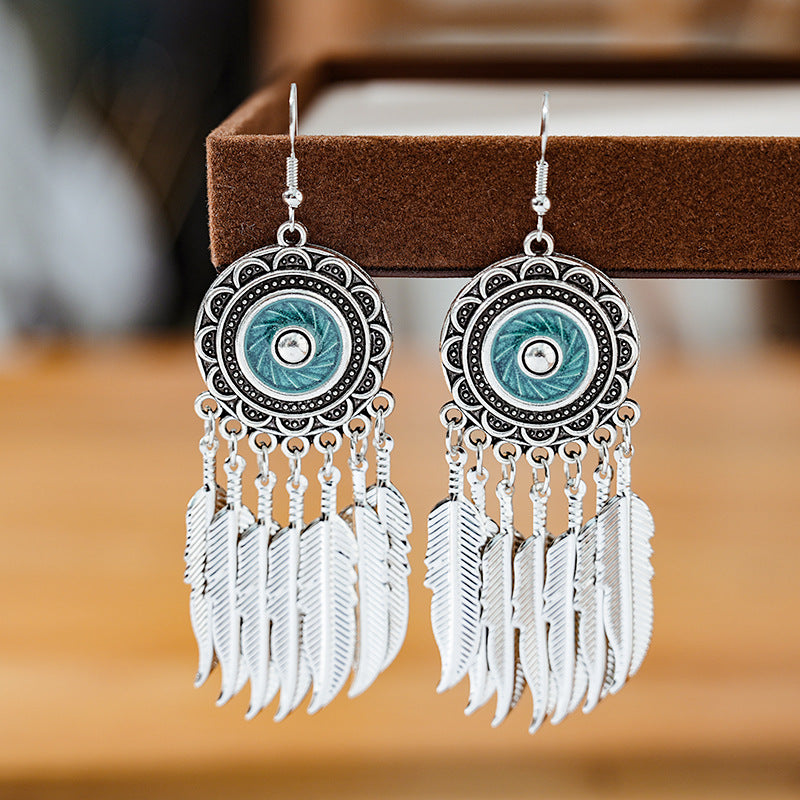 Retro Simple Ethnic Style Large Leaf Earrings