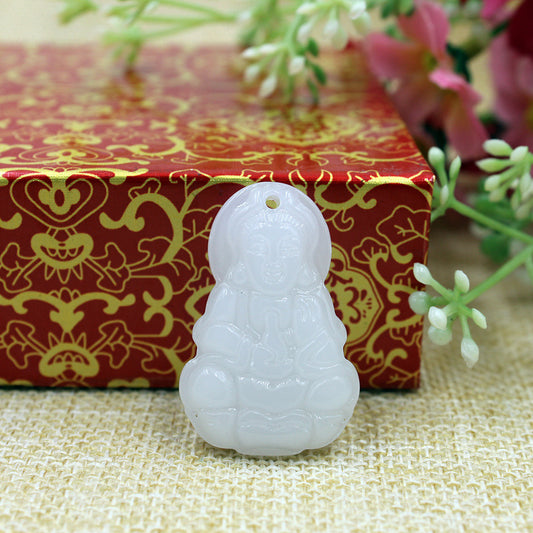 Jade Glass White Peace Stall Temple Pendants