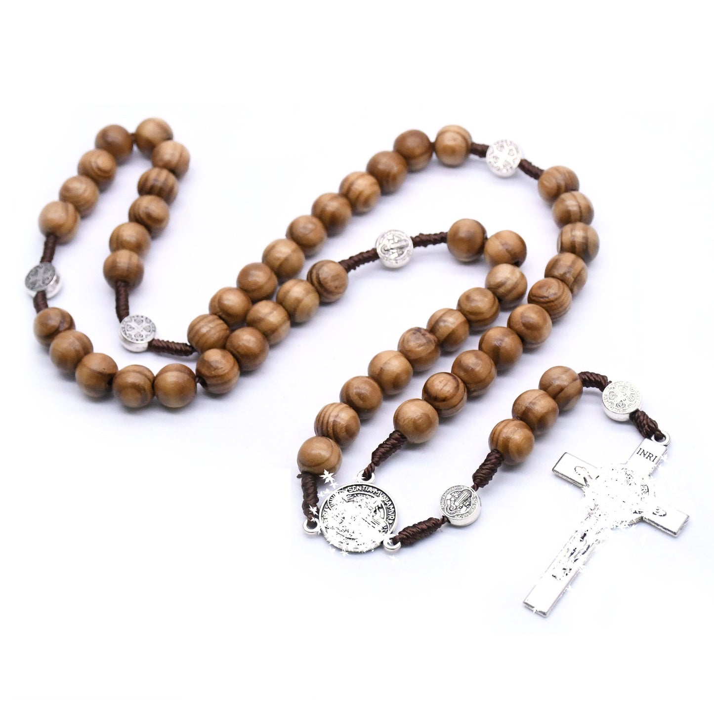 Rosary St. Benedict Pine Imitation Olivewood Pendants