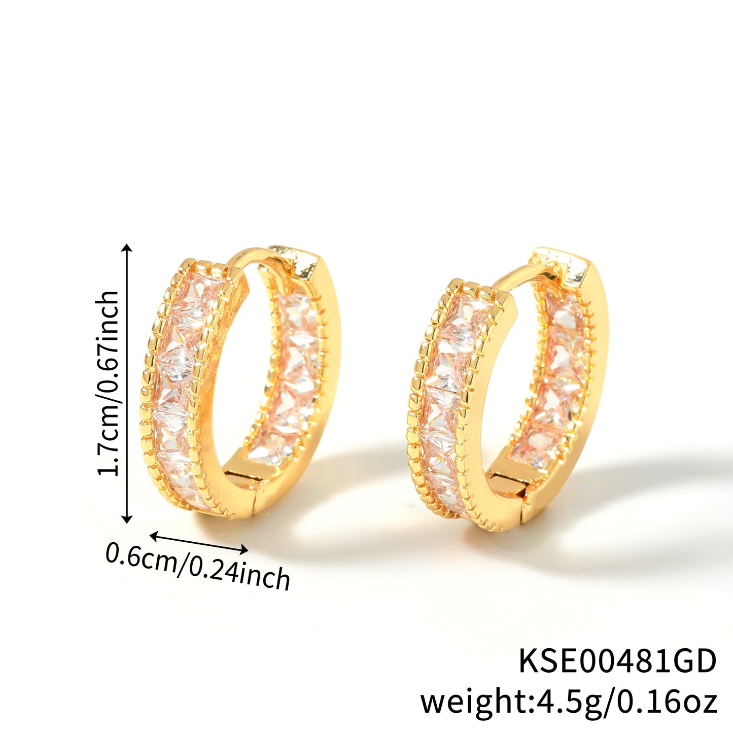 Color Square Zircon Shaped Clip Optional Fashion Full Diamond Ear Buckle