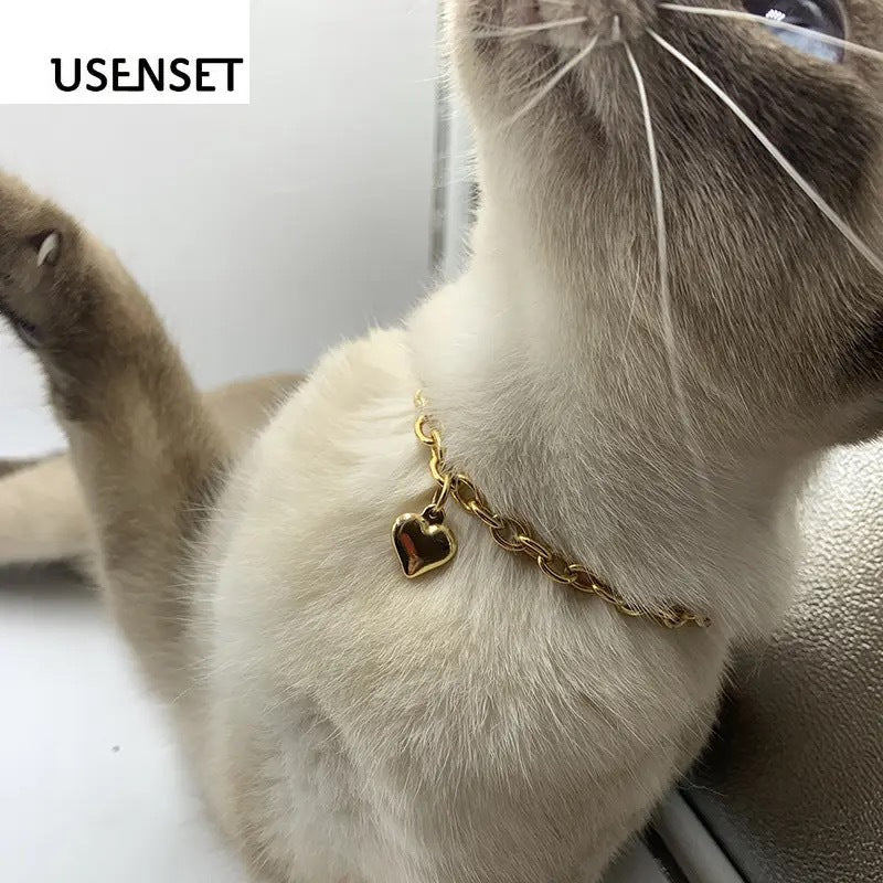 Minority Simple Stainless Steel Pet Cat Dog Love Heart More Necklace
