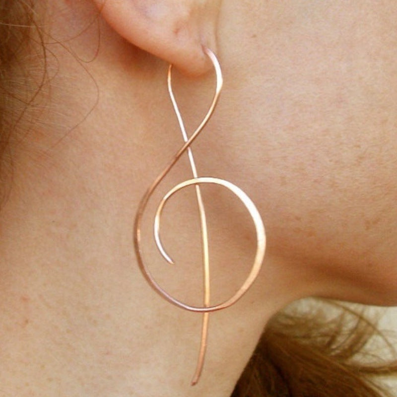 Charming Women's Rose Gold Note Holiday Earrings