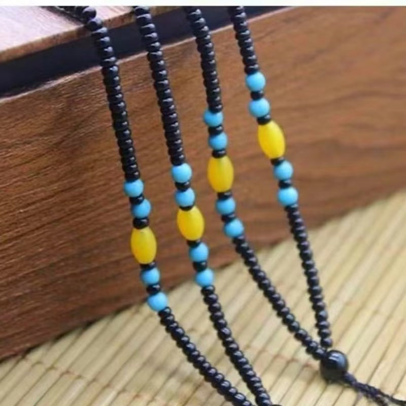 Women's & Men's Woven Crystal Bead Rope Jade Lanyard Necklaces