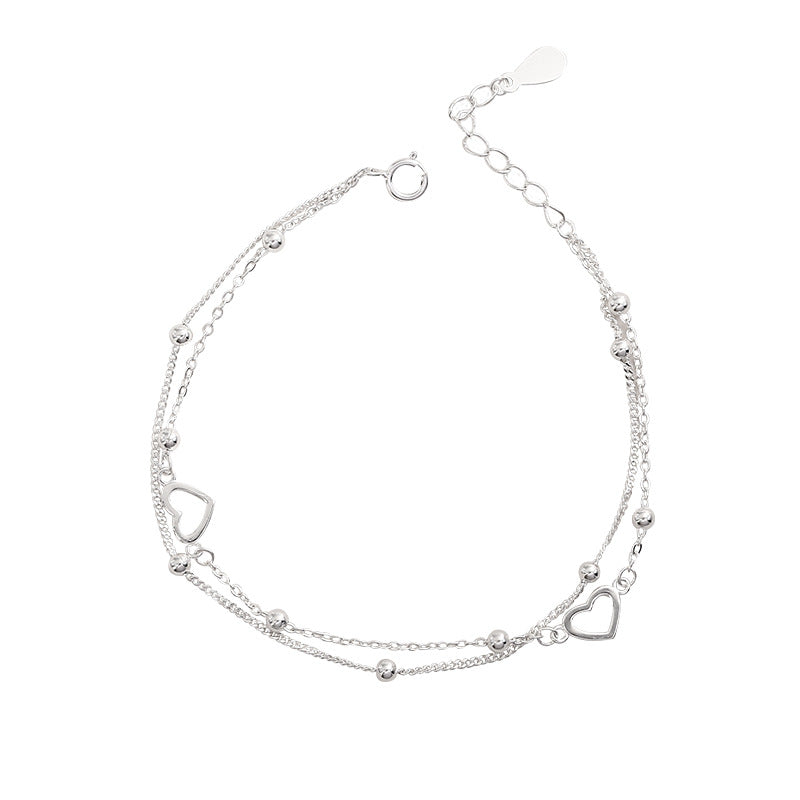 Sier Double Layers Loving Heart For Bracelets